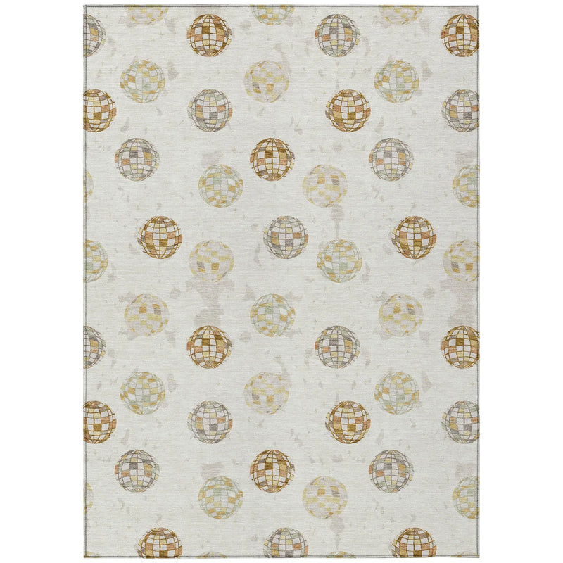 3' X 5' Ivory And Copper Geometric Washable Indoor Outdoor Area Rug Homeroots Outdoor