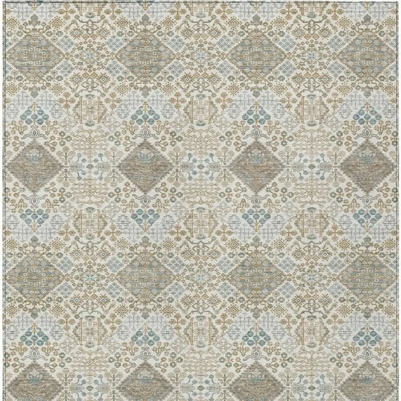 3' X 5' Ivory And Copper Geometric Washable Indoor Outdoor Area Rug Homeroots Outdoor