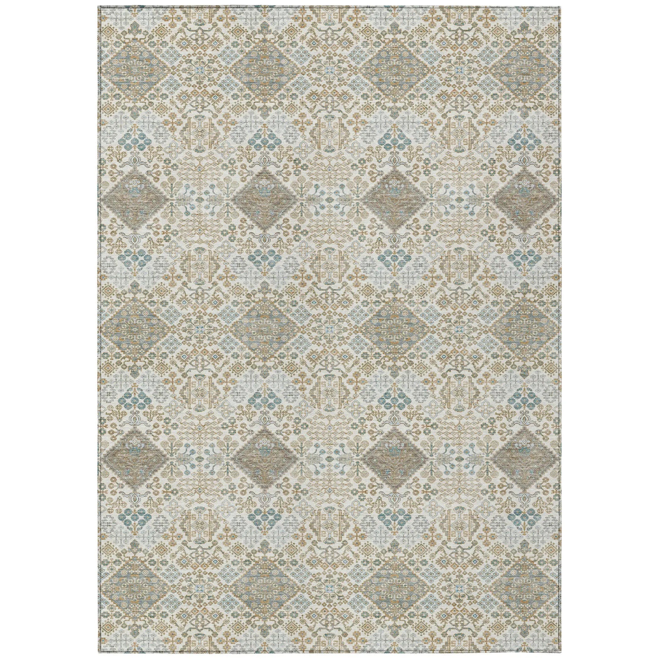 3' X 5' Ivory And Copper Geometric Washable Indoor Outdoor Area Rug Homeroots Outdoor