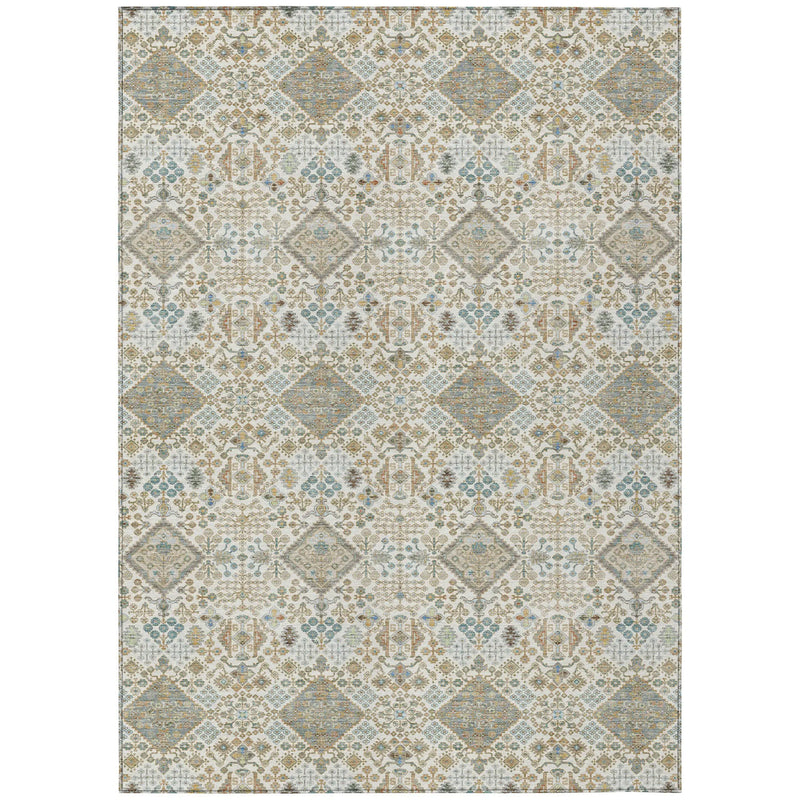 3' X 5' Ivory And Copper Geometric Washable Indoor Outdoor Area Rug Homeroots Outdoor