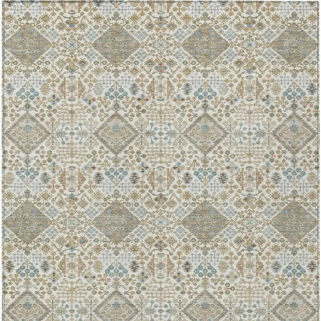 3' X 5' Ivory And Copper Geometric Washable Indoor Outdoor Area Rug Homeroots Outdoor