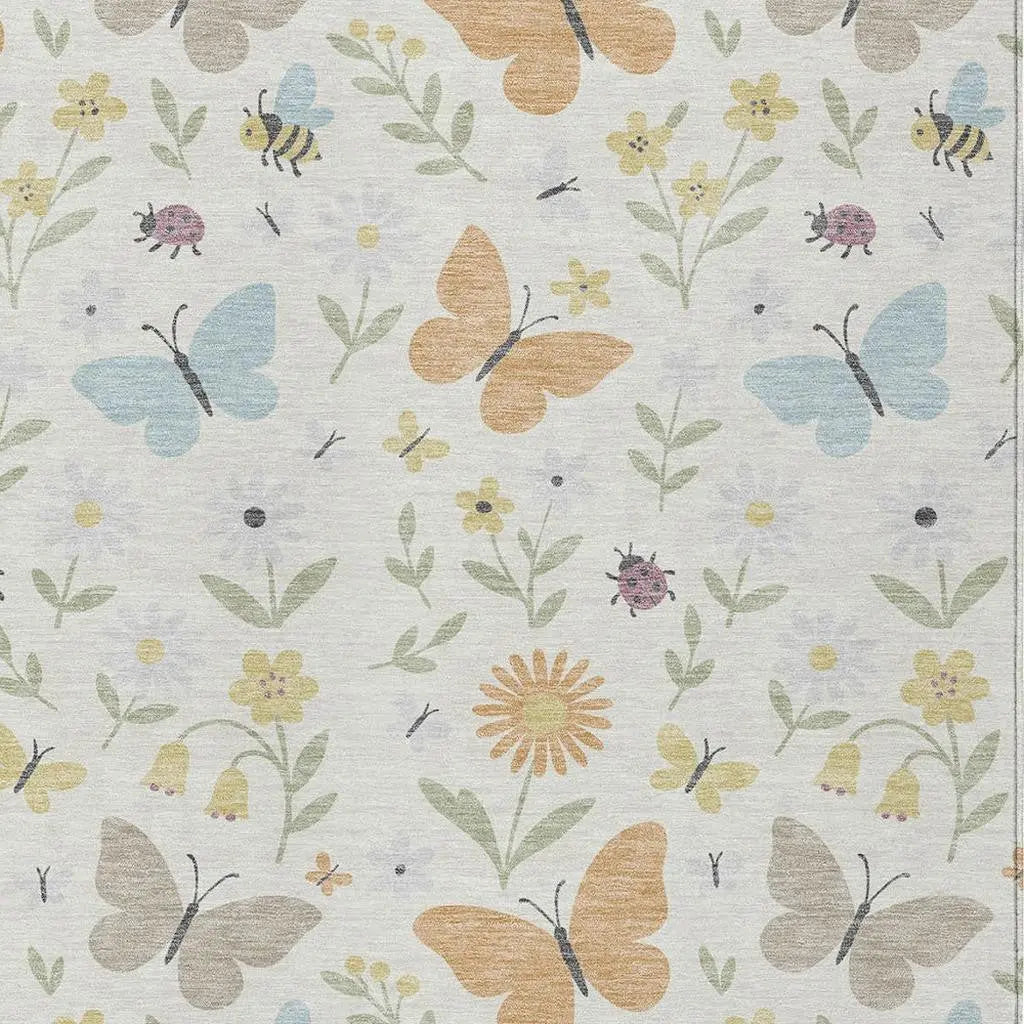 3' X 5' Ivory And Cream Abstract Washable Indoor Outdoor Area Rug Homeroots Outdoor