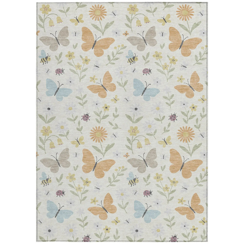 3' X 5' Ivory And Cream Abstract Washable Indoor Outdoor Area Rug Homeroots Outdoor