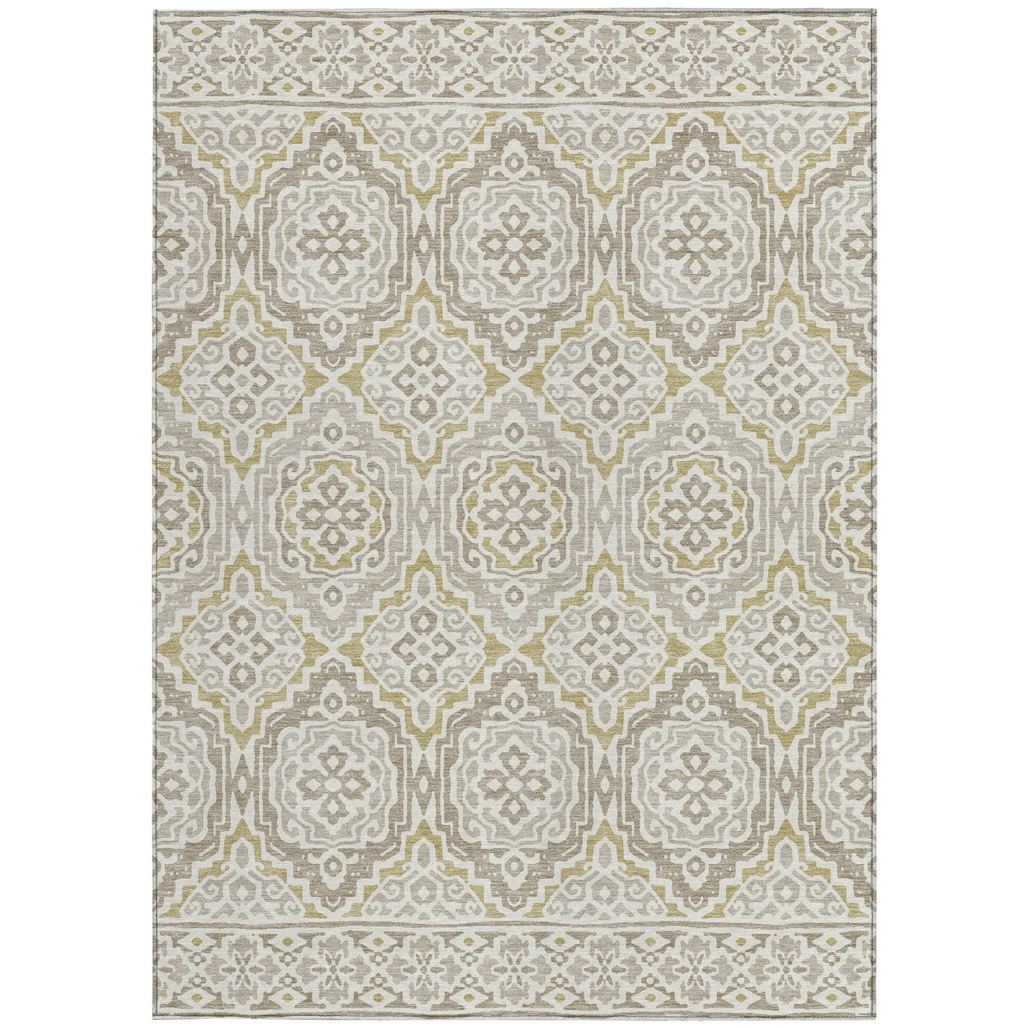 3' X 5' Ivory And Denim Blue Tribal Washable Indoor Outdoor Area Rug Homeroots Outdoor