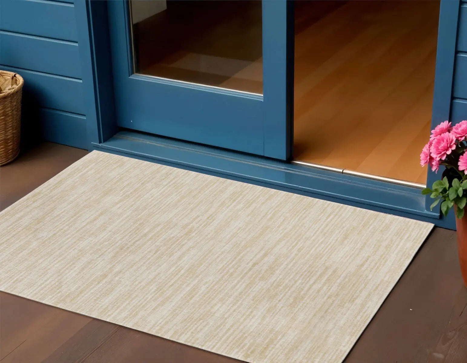 3' X 5' Ivory And Gold Abstract Indoor Outdoor Area Rug Homeroots Outdoor