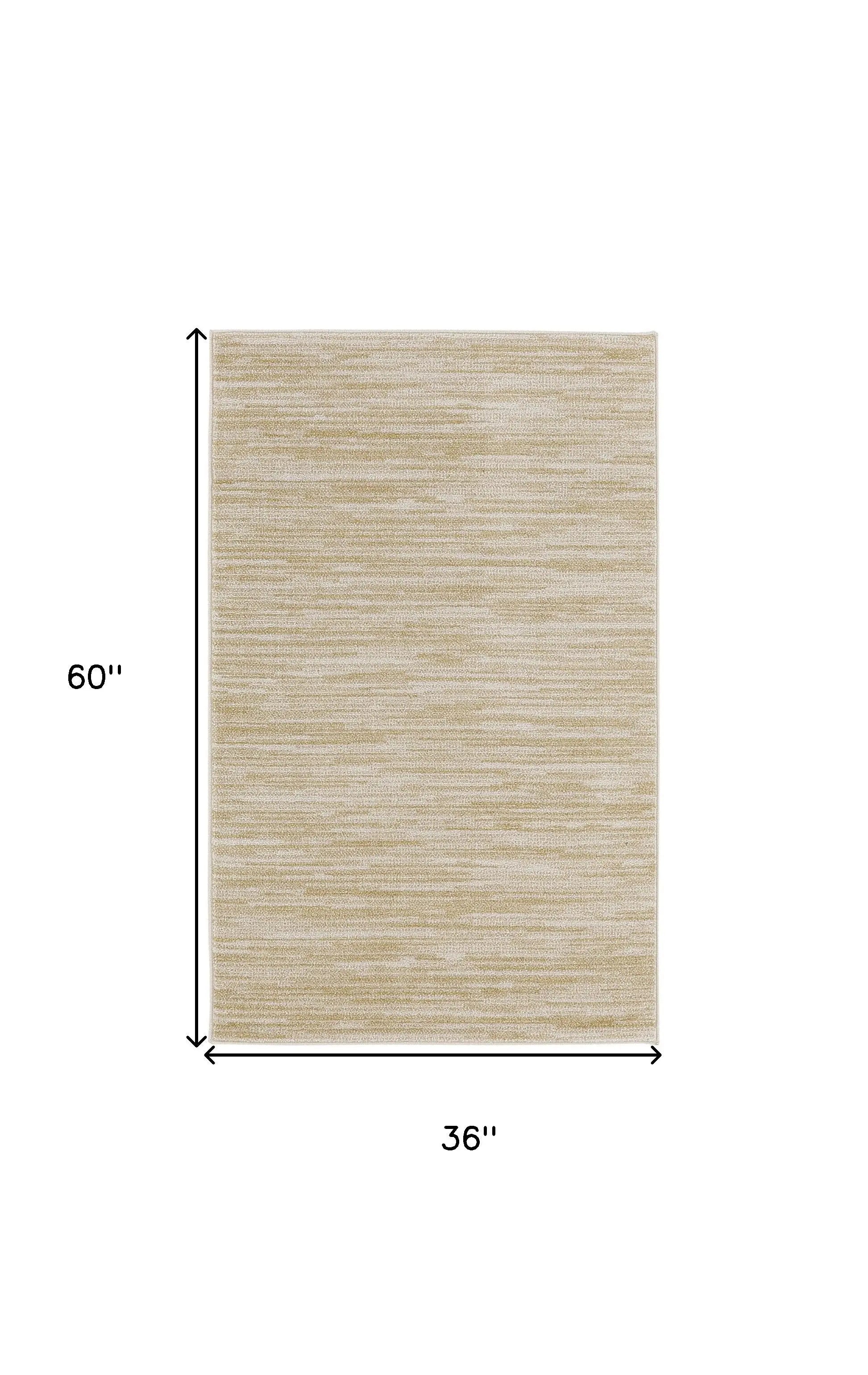 3' X 5' Ivory And Gold Abstract Indoor Outdoor Area Rug Homeroots Outdoor