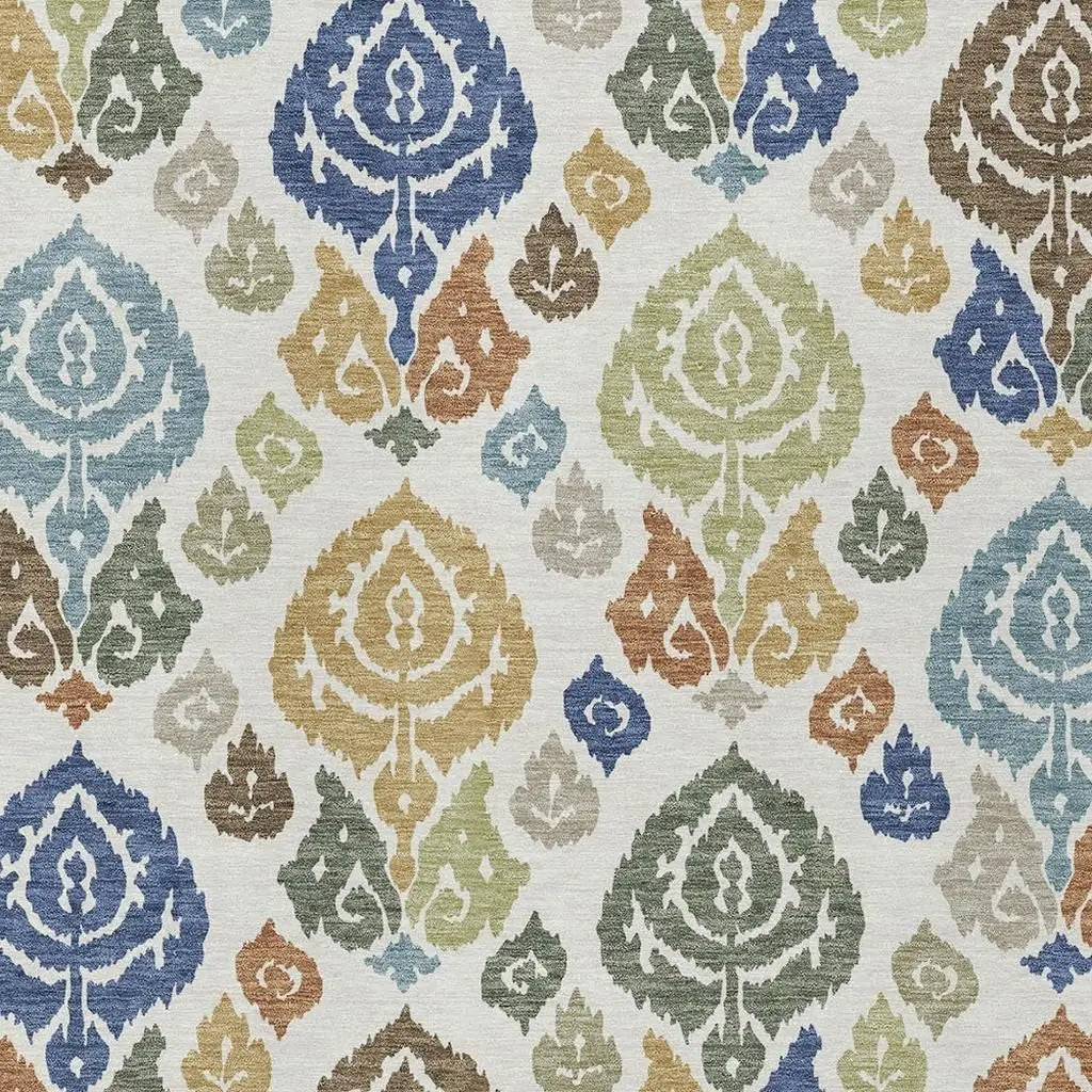 3' X 5' Ivory And Gold Damask Washable Indoor Outdoor Area Rug Homeroots Outdoor
