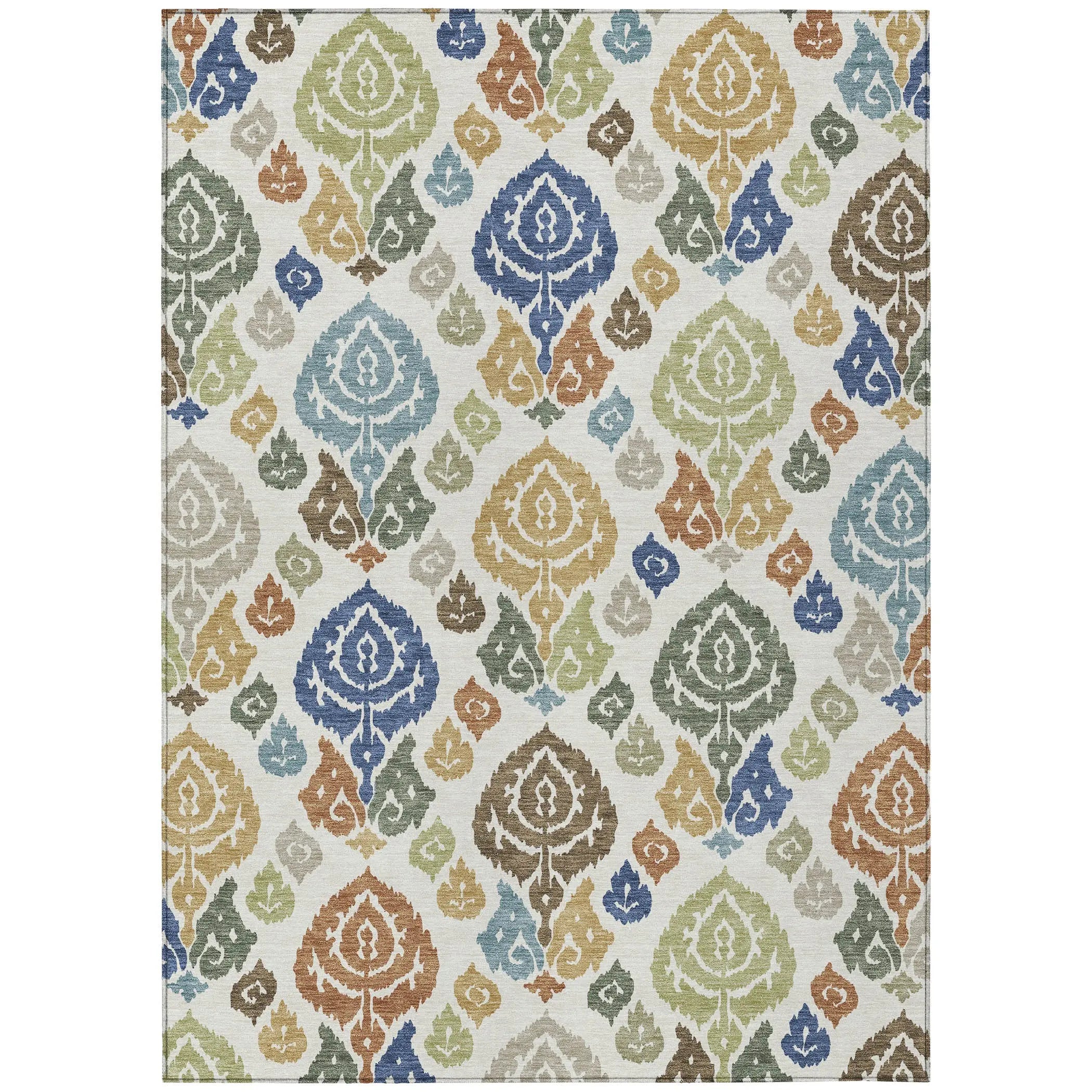 3' X 5' Ivory And Gold Damask Washable Indoor Outdoor Area Rug Homeroots Outdoor