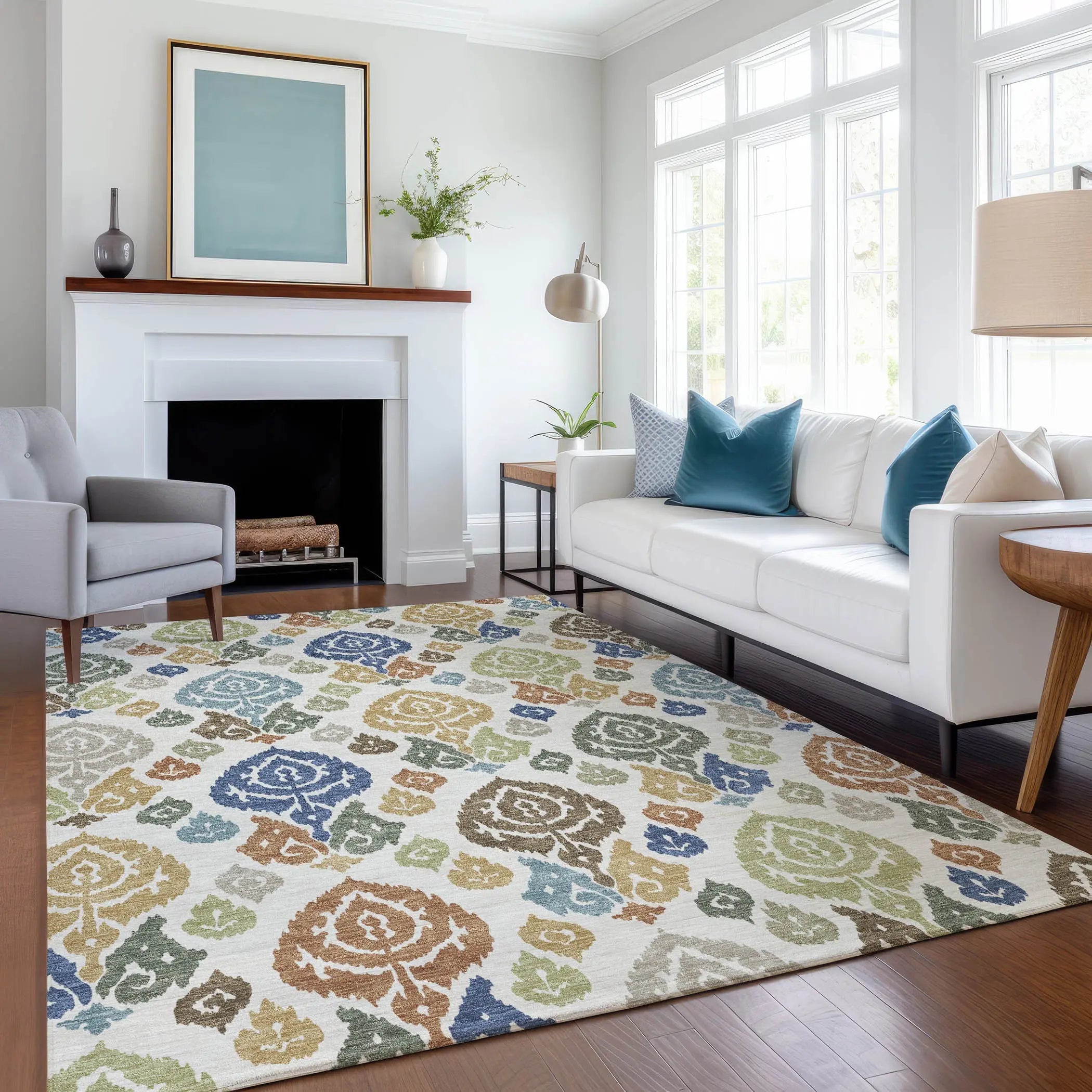 3' X 5' Ivory And Gold Damask Washable Indoor Outdoor Area Rug Homeroots Outdoor