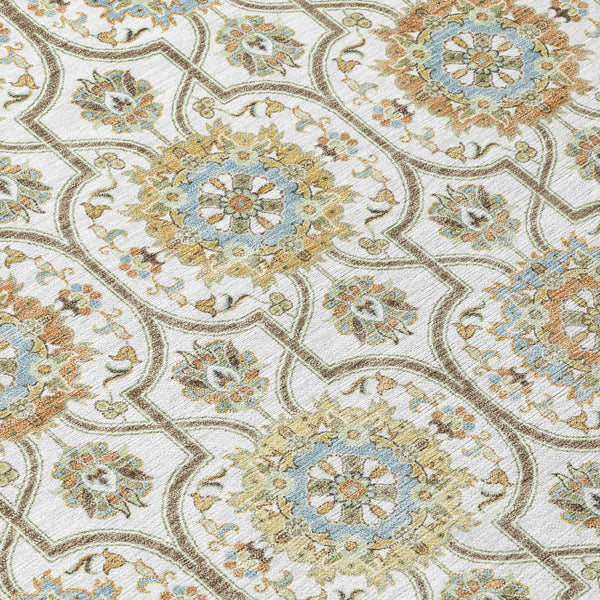 3' X 5' Ivory And Gold Floral Medallion Washable Indoor Outdoor Area Rug Homeroots Outdoor