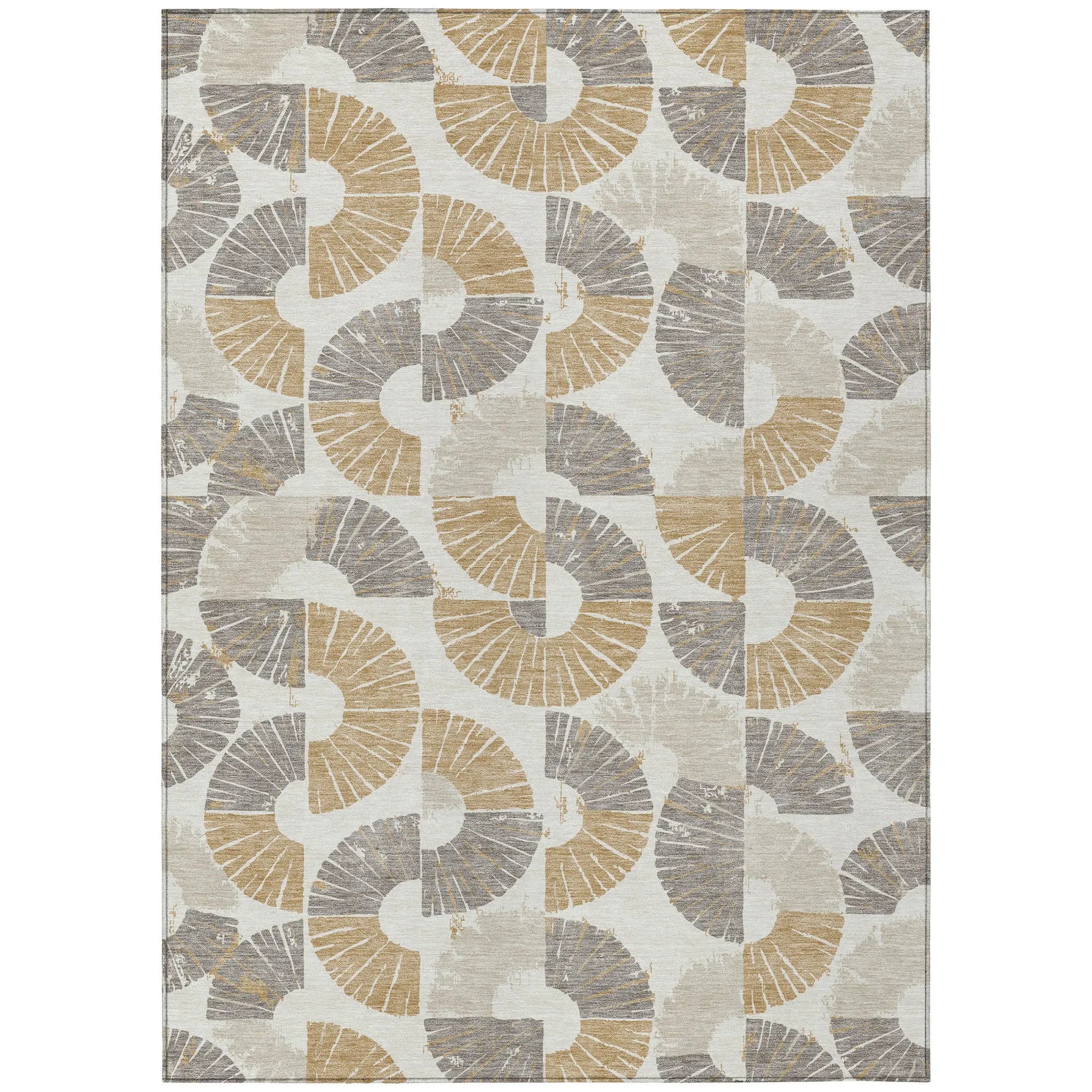 3' X 5' Ivory And Gold Geometric Washable Indoor Outdoor Area Rug Homeroots Outdoor