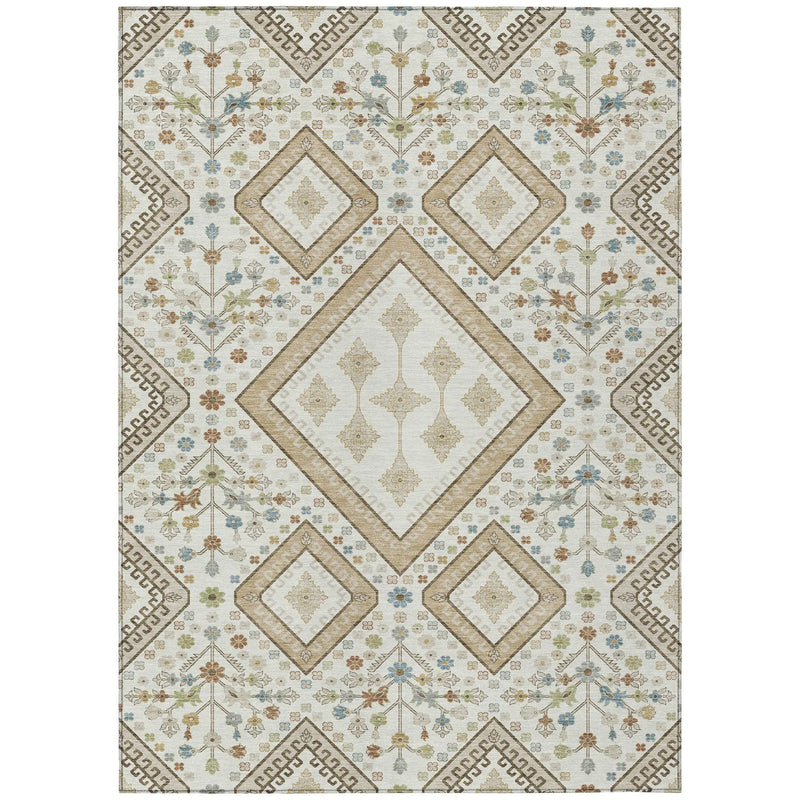 3' X 5' Ivory And Gold Medallion Washable Indoor Outdoor Area Rug Homeroots Outdoor