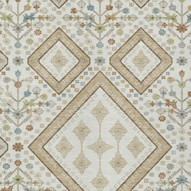 3' X 5' Ivory And Gold Medallion Washable Indoor Outdoor Area Rug Homeroots Outdoor