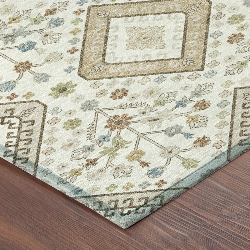3' X 5' Ivory And Gold Medallion Washable Indoor Outdoor Area Rug Homeroots Outdoor