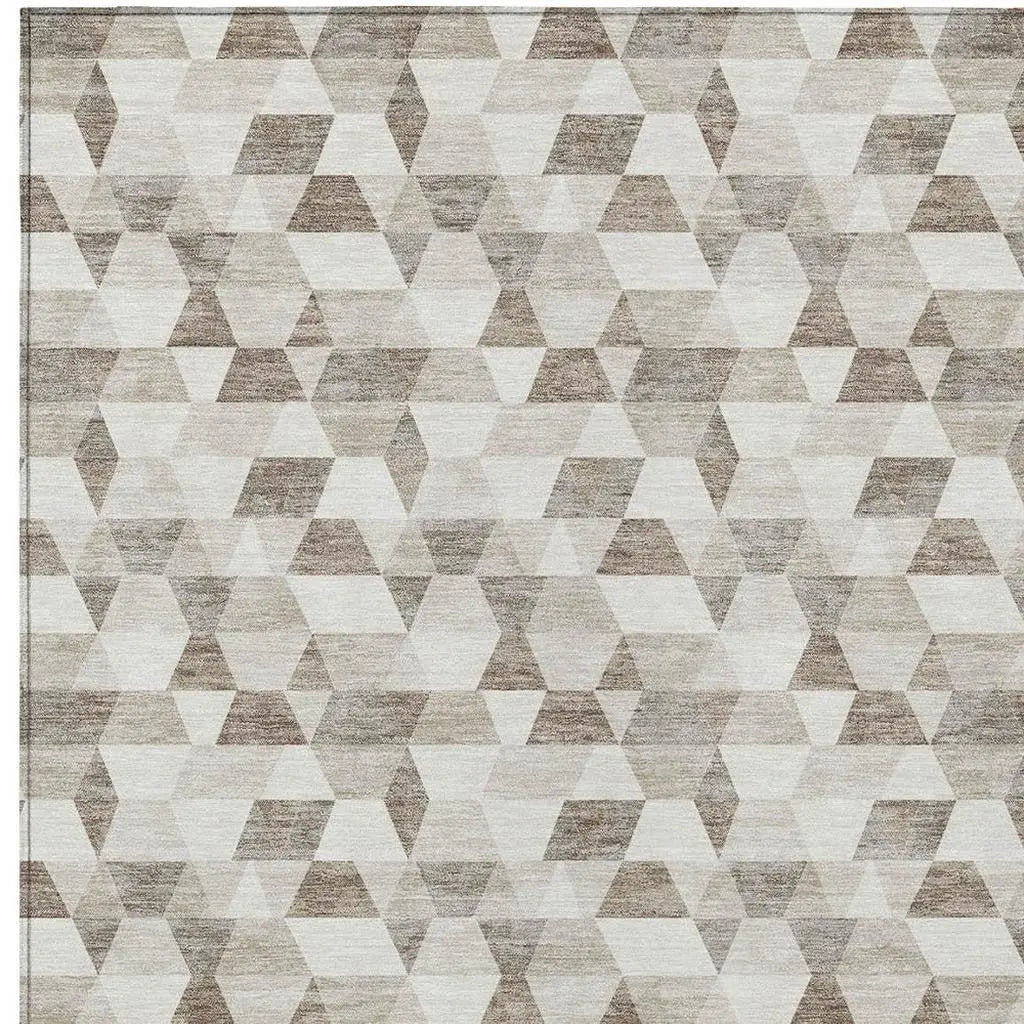 3' X 5' Ivory And Graphite Geometric Washable Indoor Outdoor Area Rug Homeroots Outdoor