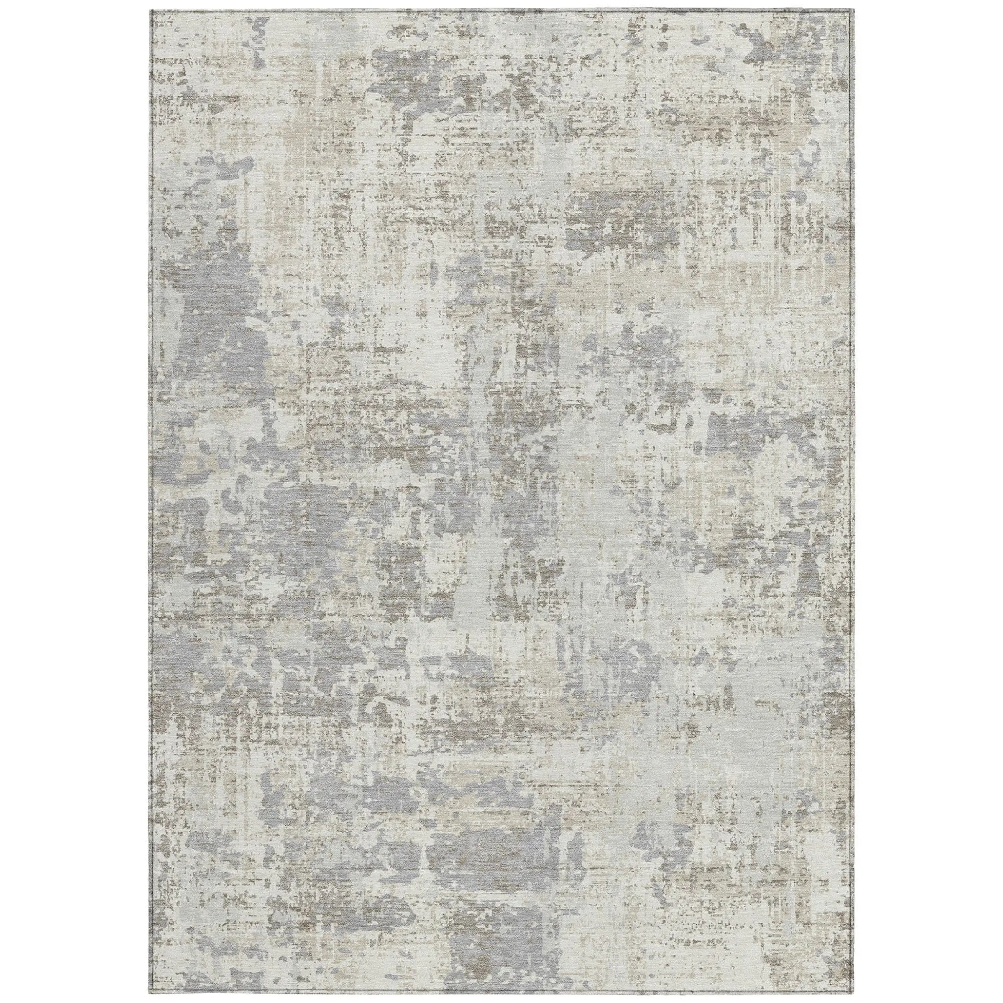 3' X 5' Ivory And Gray Abstract Washable Indoor Outdoor Area Rug Homeroots Outdoor