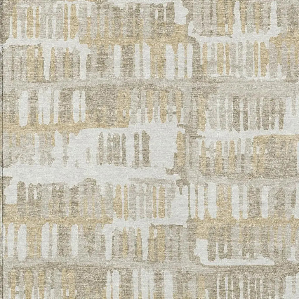 3' X 5' Ivory And Gray Abstract Washable Indoor Outdoor Area Rug Homeroots Outdoor