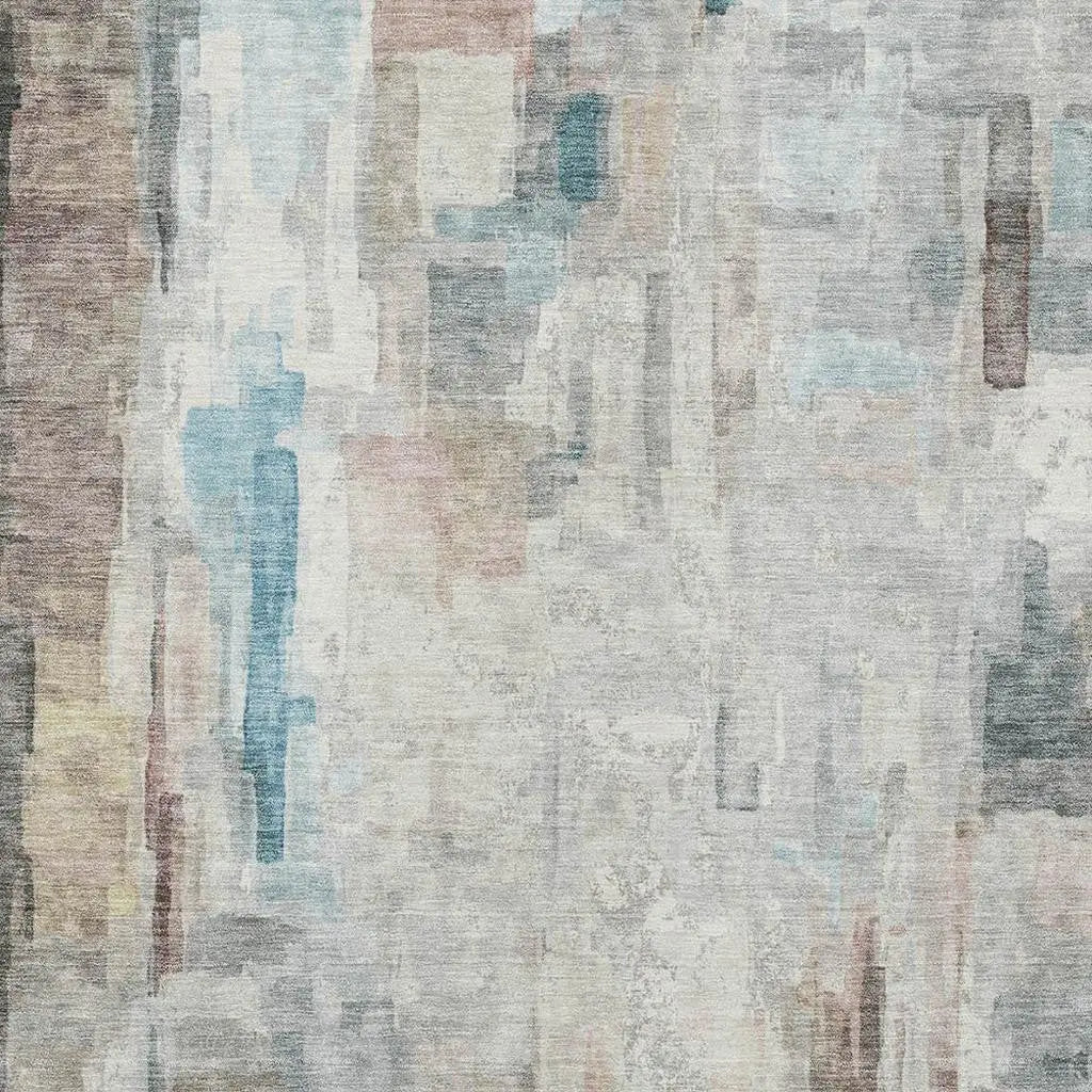 3' X 5' Ivory And Gray Abstract Washable Indoor Outdoor Area Rug Homeroots Outdoor