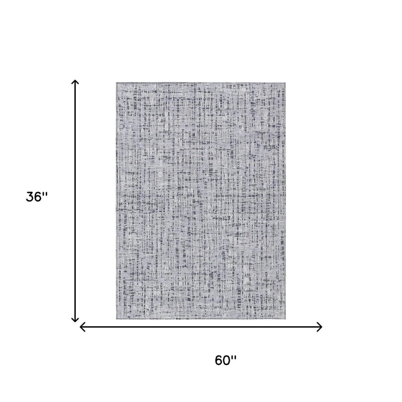 3' X 5' Ivory And Gray Abstract Washable Indoor Outdoor Area Rug Homeroots Outdoor