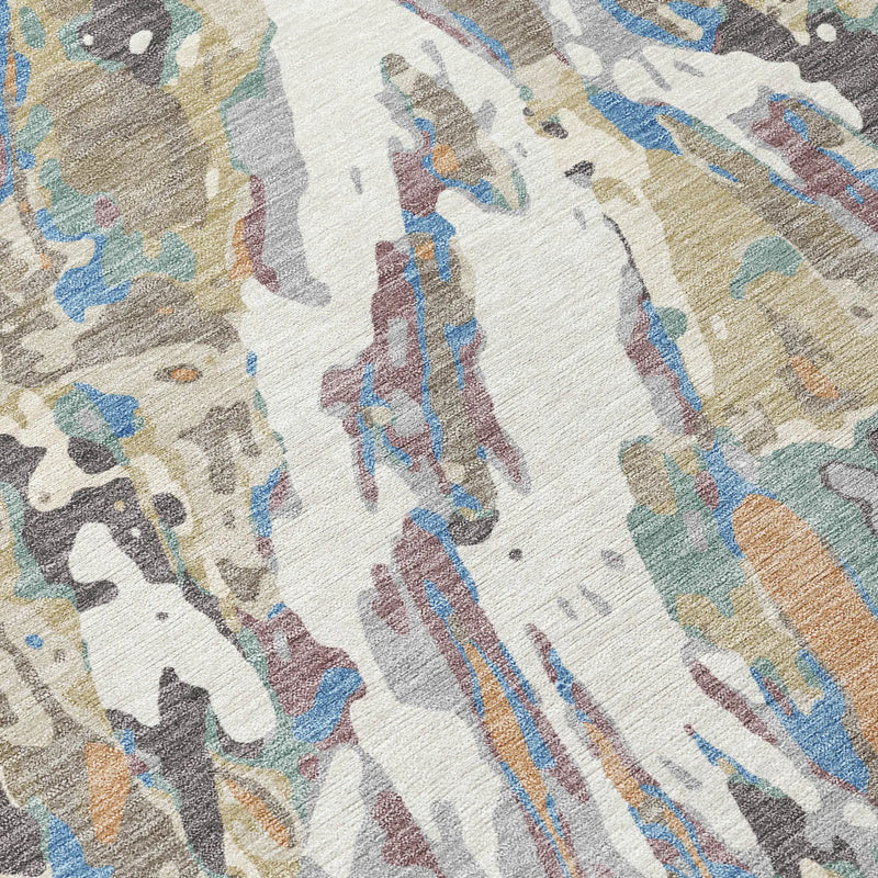 3' X 5' Ivory And Gray Abstract Washable Indoor Outdoor Area Rug Homeroots Outdoor