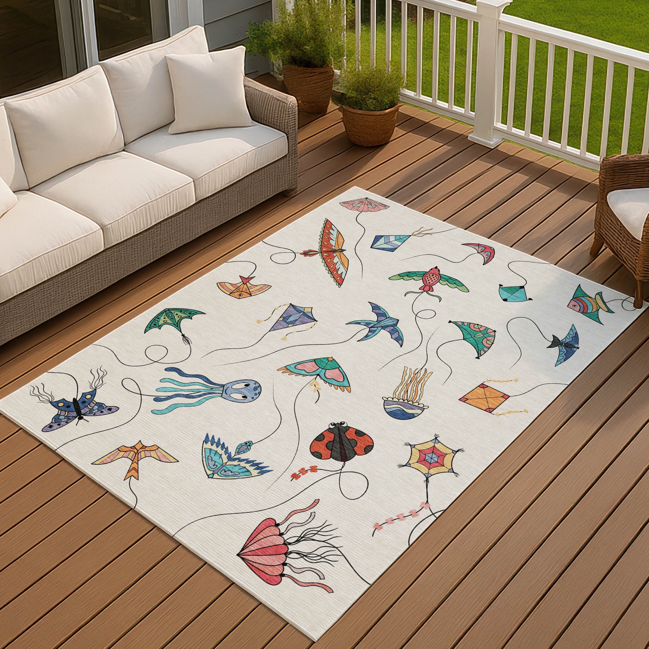 3' X 5' Ivory And Gray Geometric Washable Indoor Outdoor Area Rug Homeroots Outdoor