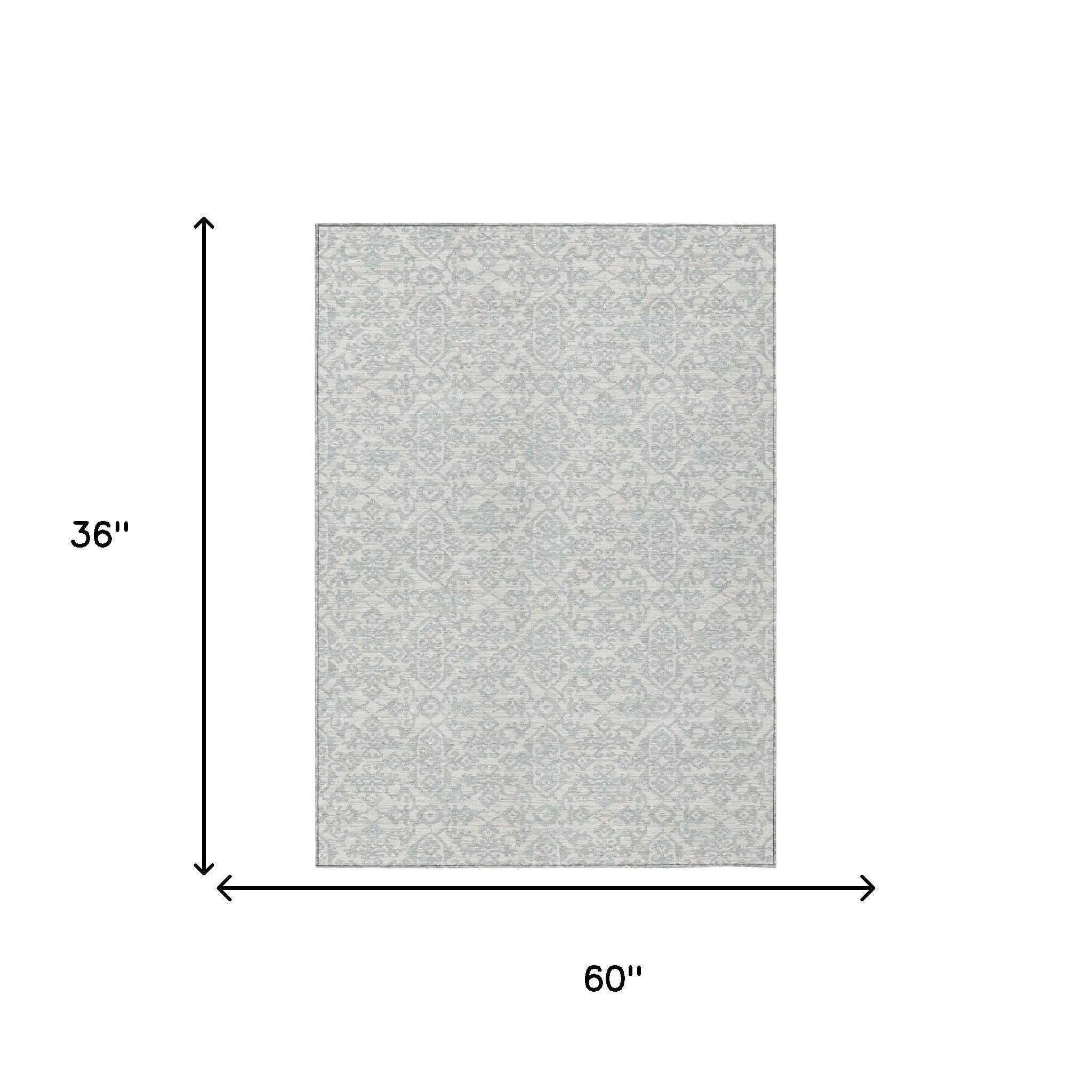3' X 5' Ivory And Gray Oriental Washable Indoor Outdoor Area Rug Homeroots Outdoor