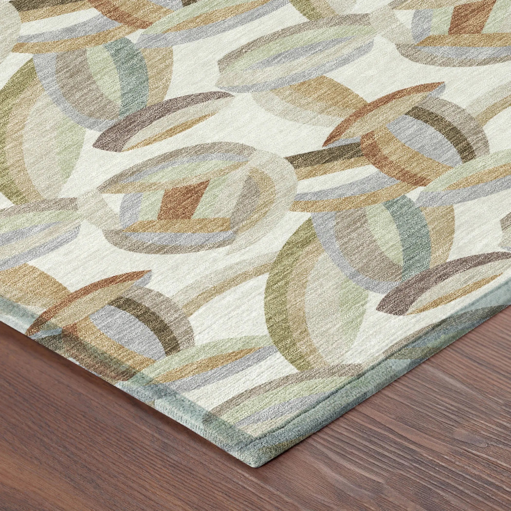 3' X 5' Ivory And Green Abstract Washable Indoor Outdoor Area Rug Homeroots Outdoor
