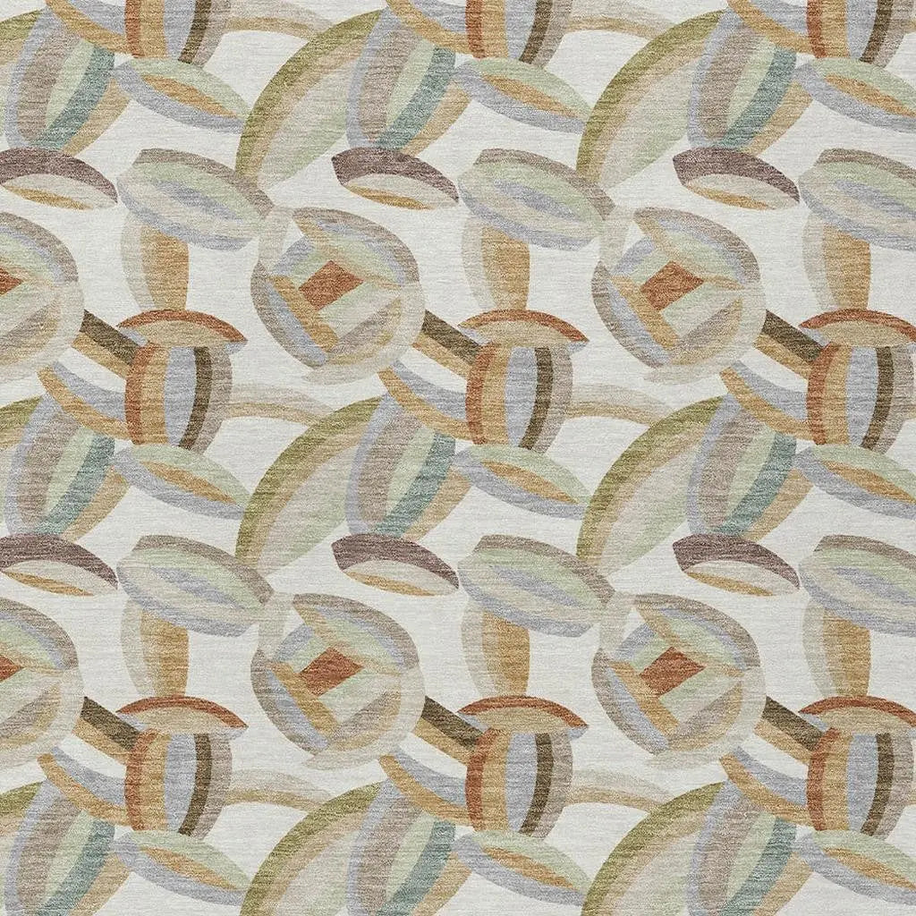 3' X 5' Ivory And Green Abstract Washable Indoor Outdoor Area Rug Homeroots Outdoor