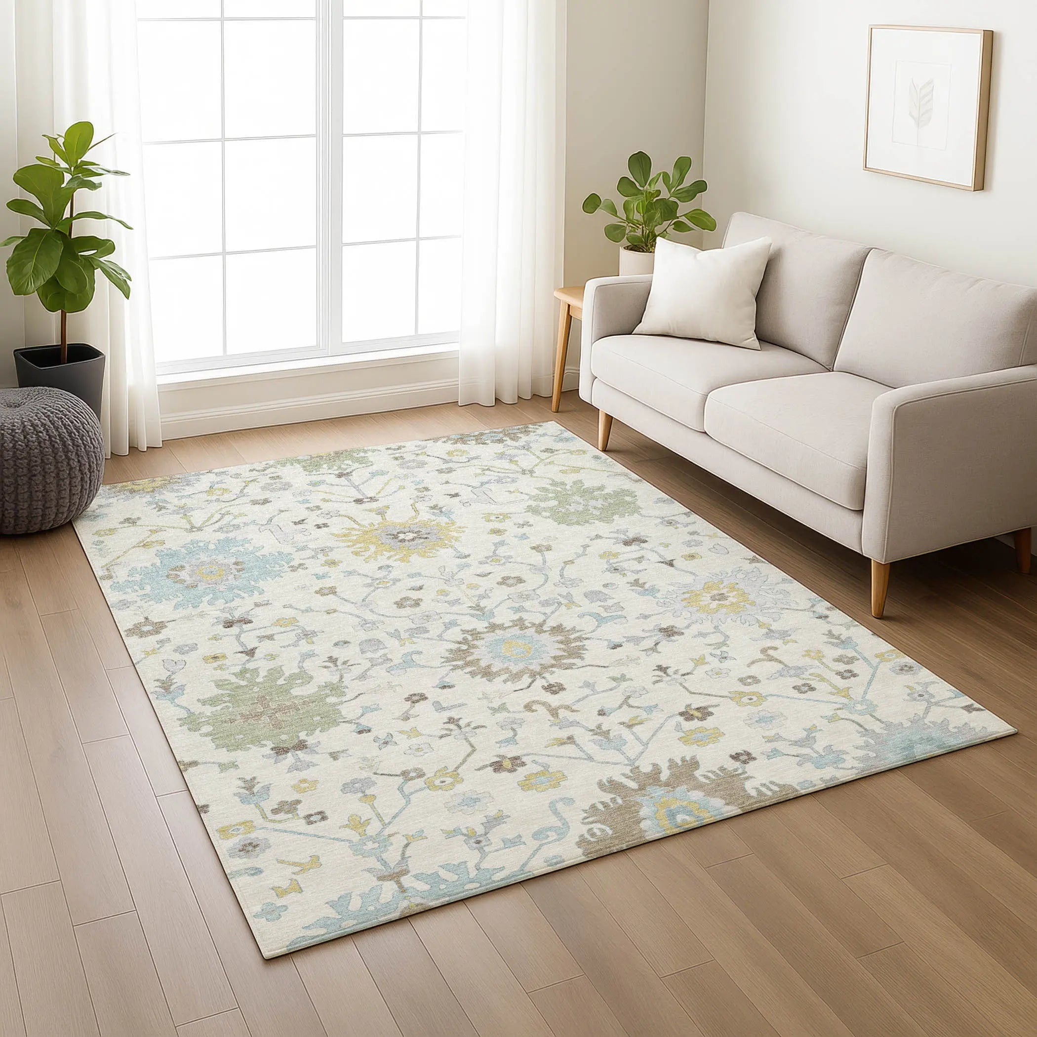 3' X 5' Ivory And Green Faux Bois Washable Indoor Outdoor Area Rug Homeroots Outdoor