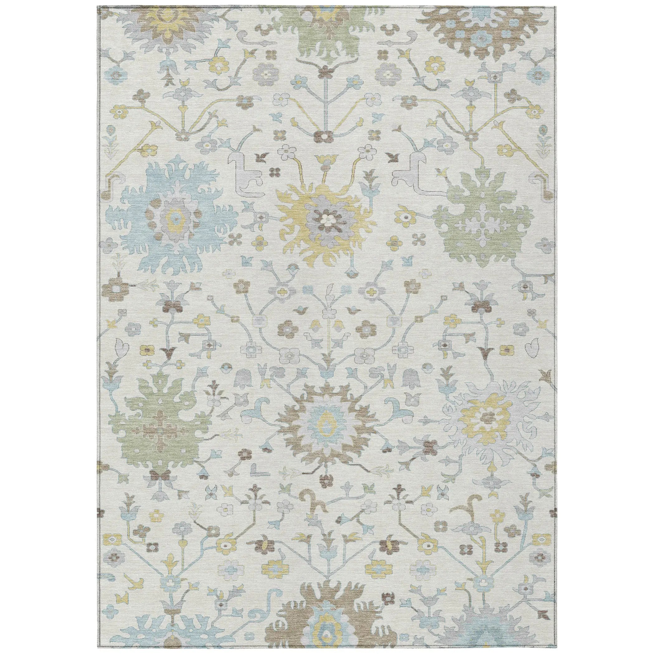 3' X 5' Ivory And Green Faux Bois Washable Indoor Outdoor Area Rug Homeroots Outdoor