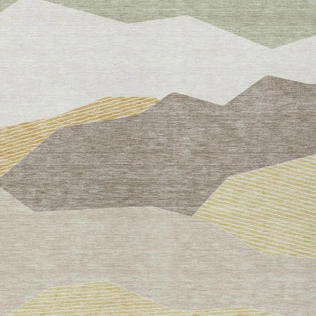 3' X 5' Ivory And Green Geometric Washable Indoor Outdoor Area Rug Homeroots Outdoor