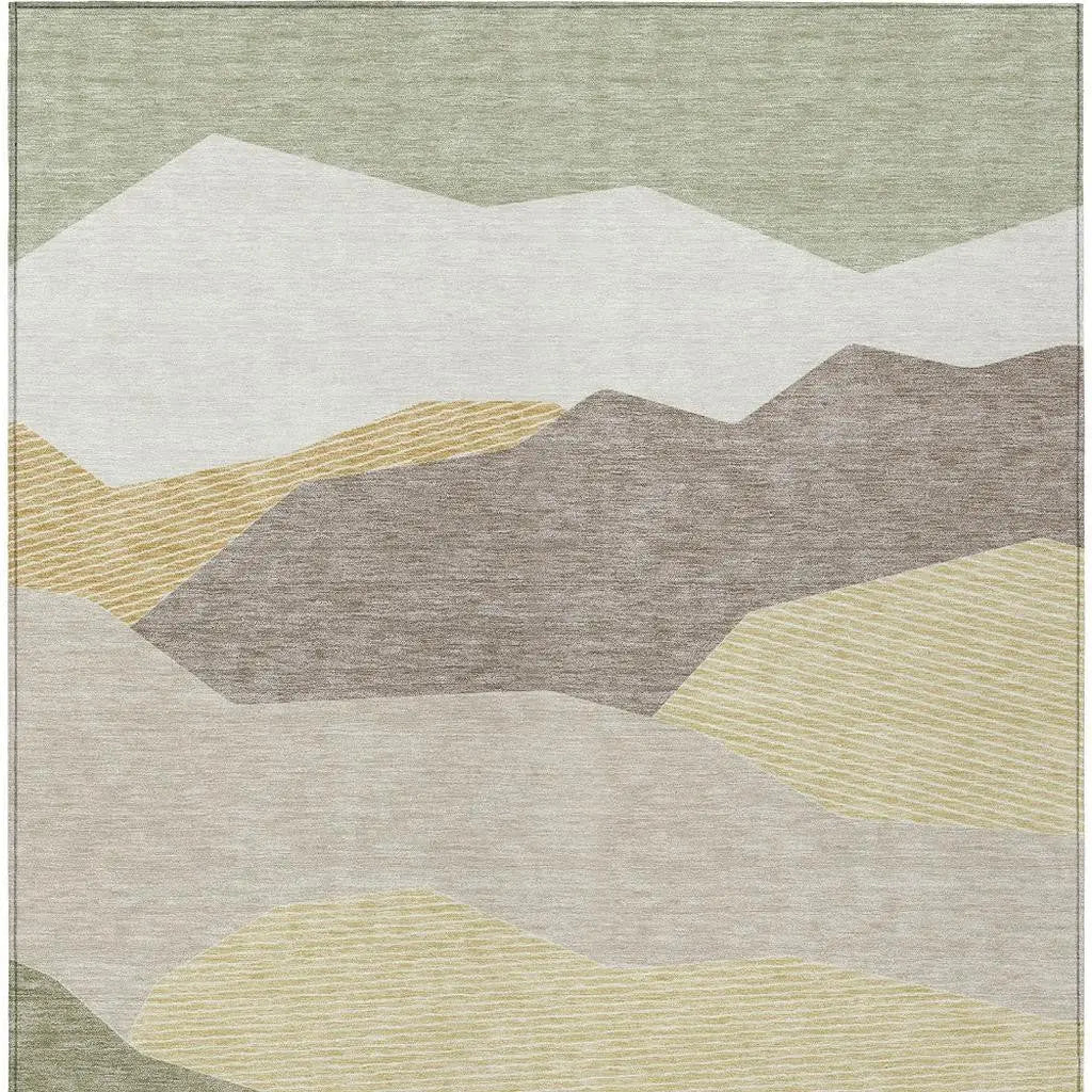 3' X 5' Ivory And Green Geometric Washable Indoor Outdoor Area Rug Homeroots Outdoor