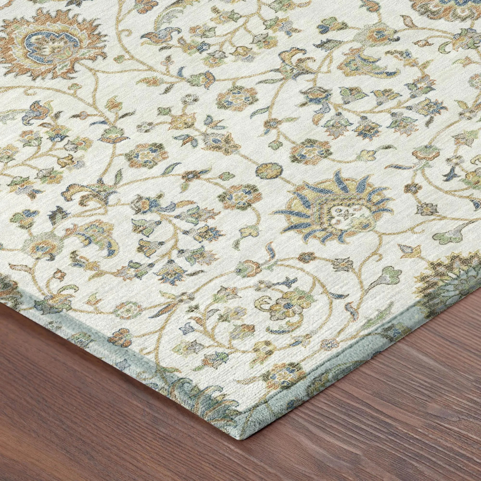 3' X 5' Ivory And Khaki Floral Washable Indoor Outdoor Area Rug Homeroots Outdoor