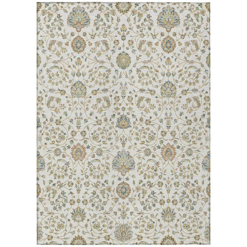 3' X 5' Ivory And Khaki Floral Washable Indoor Outdoor Area Rug Homeroots Outdoor