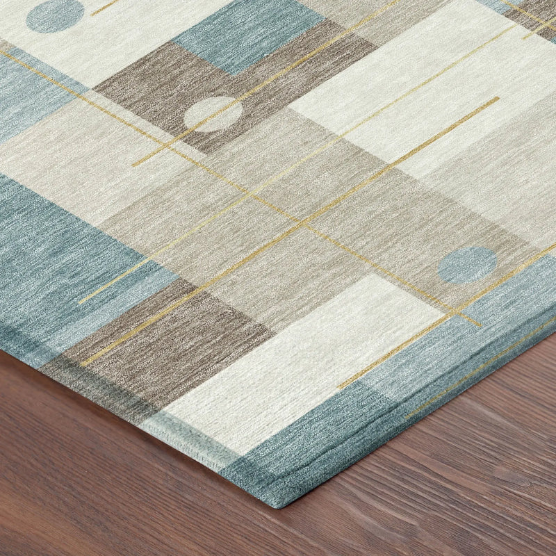 3' X 5' Ivory And Khaki Geometric Washable Indoor Outdoor Area Rug Homeroots Outdoor