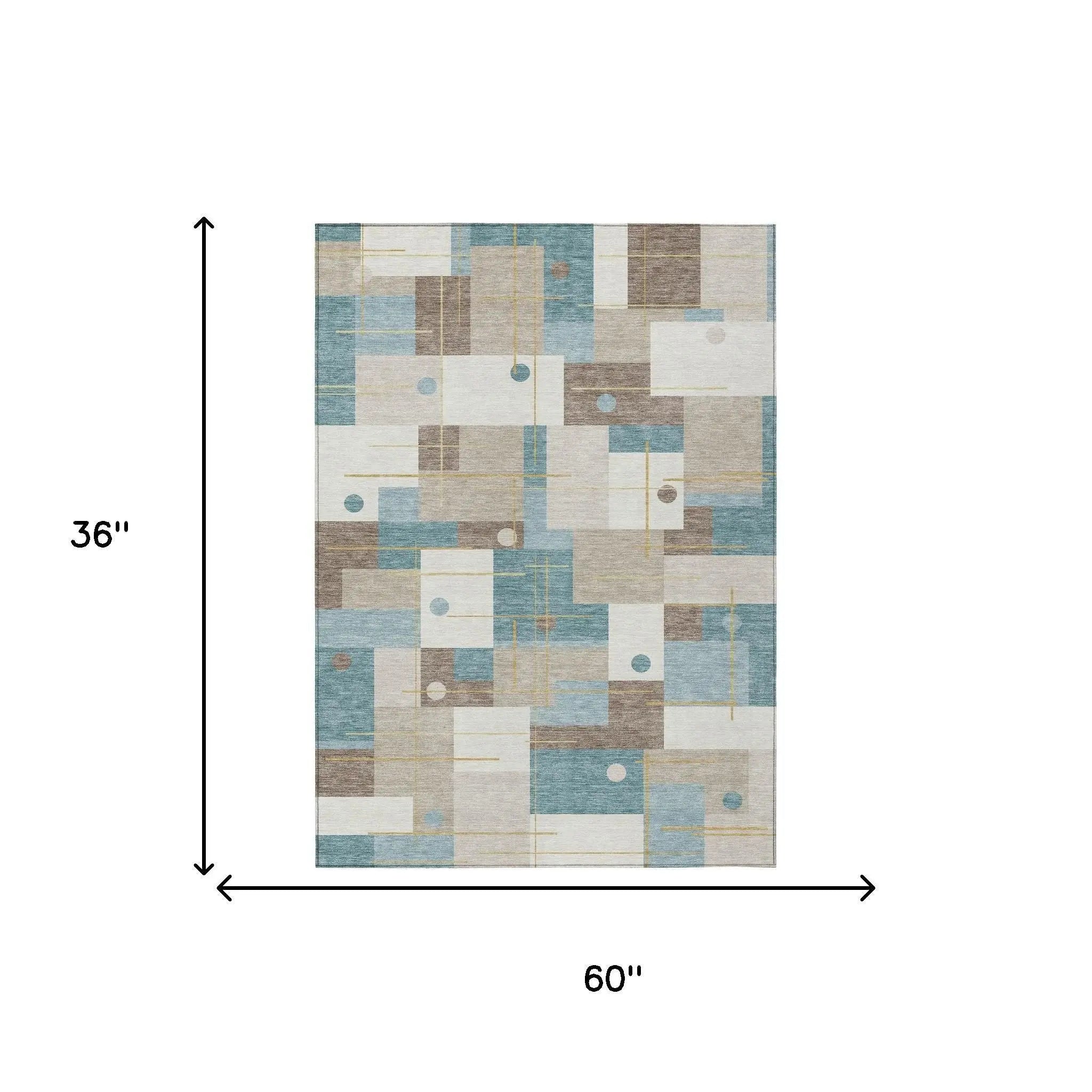 3' X 5' Ivory And Khaki Geometric Washable Indoor Outdoor Area Rug Homeroots Outdoor