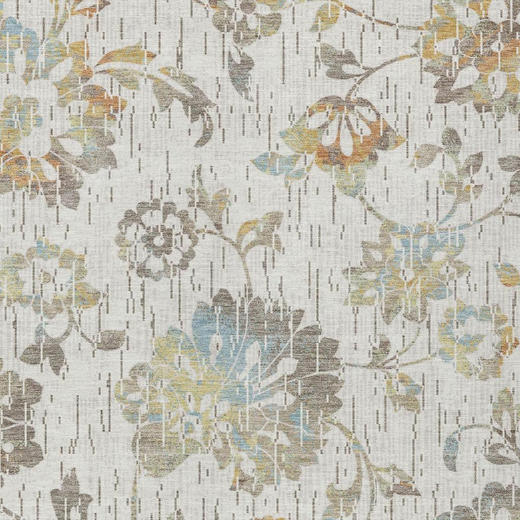 3' X 5' Ivory And Linen Floral Washable Indoor Outdoor Area Rug Homeroots Outdoor