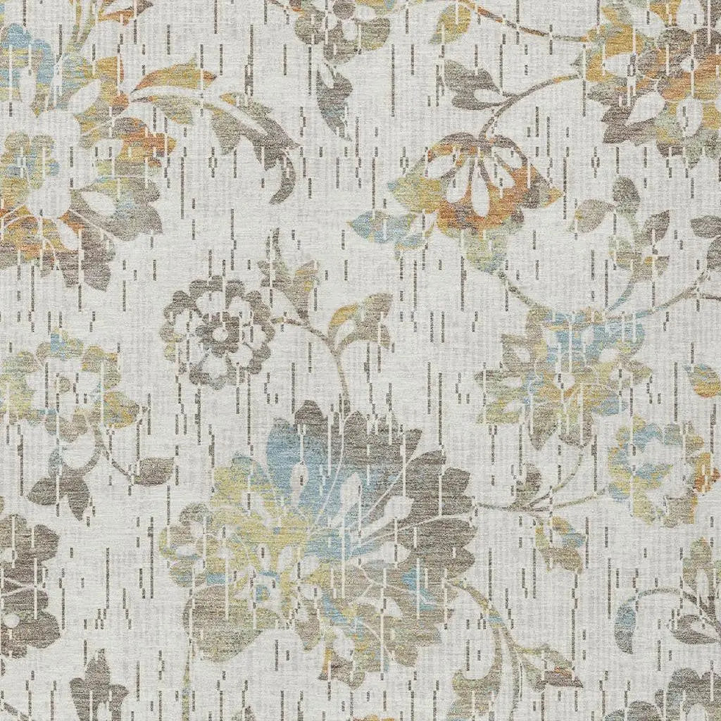 3' X 5' Ivory And Linen Floral Washable Indoor Outdoor Area Rug Homeroots Outdoor