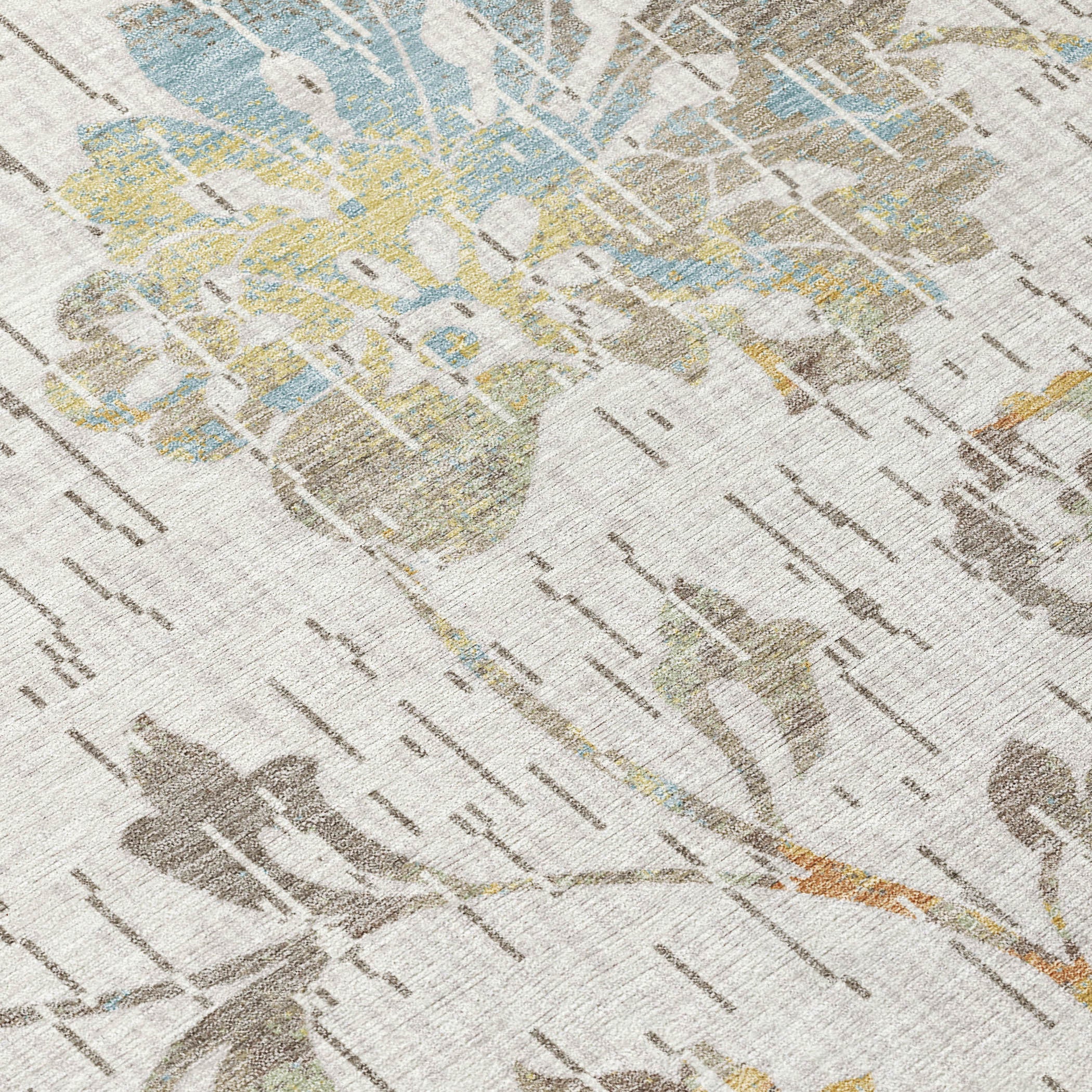 3' X 5' Ivory And Linen Floral Washable Indoor Outdoor Area Rug Homeroots Outdoor