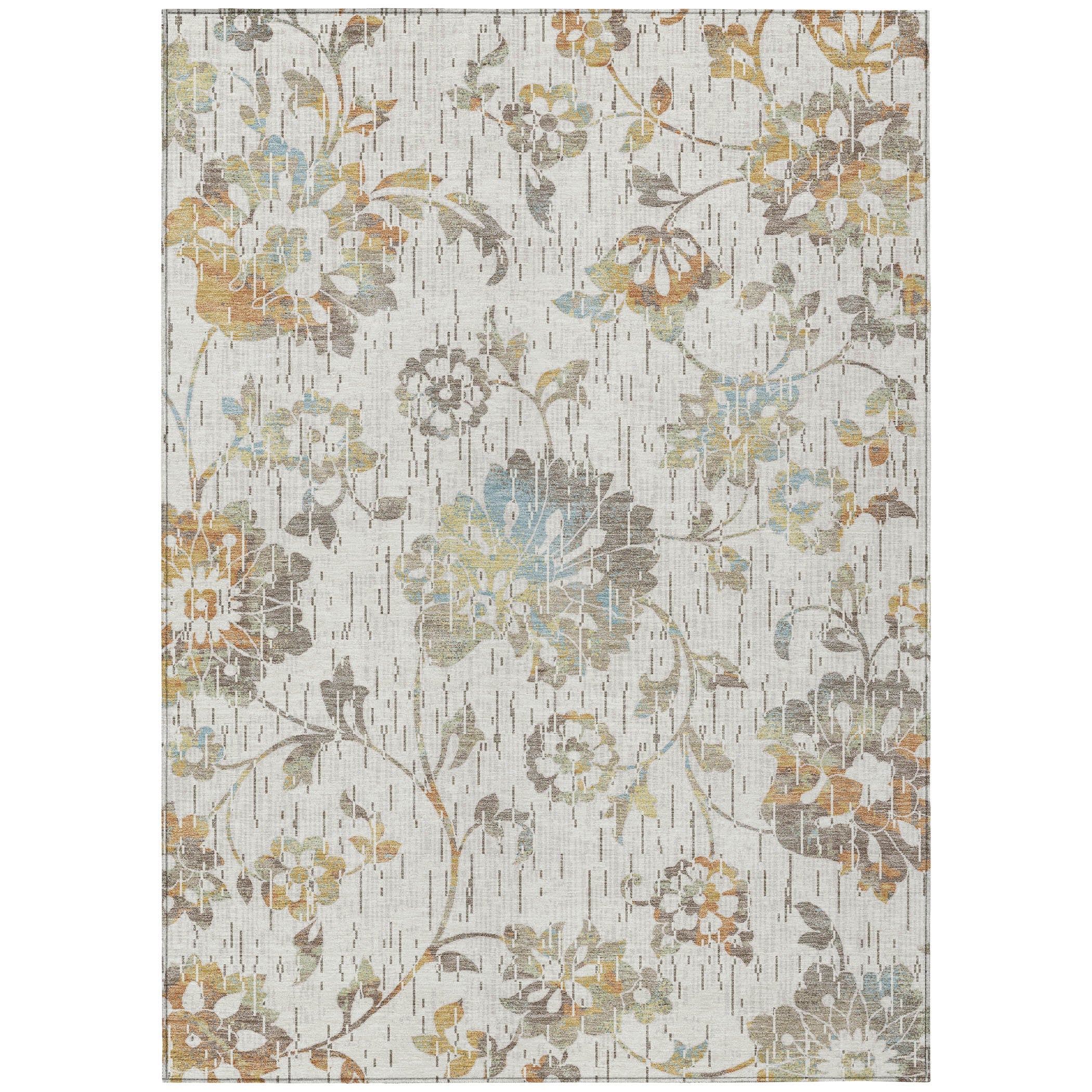 3' X 5' Ivory And Linen Floral Washable Indoor Outdoor Area Rug Homeroots Outdoor