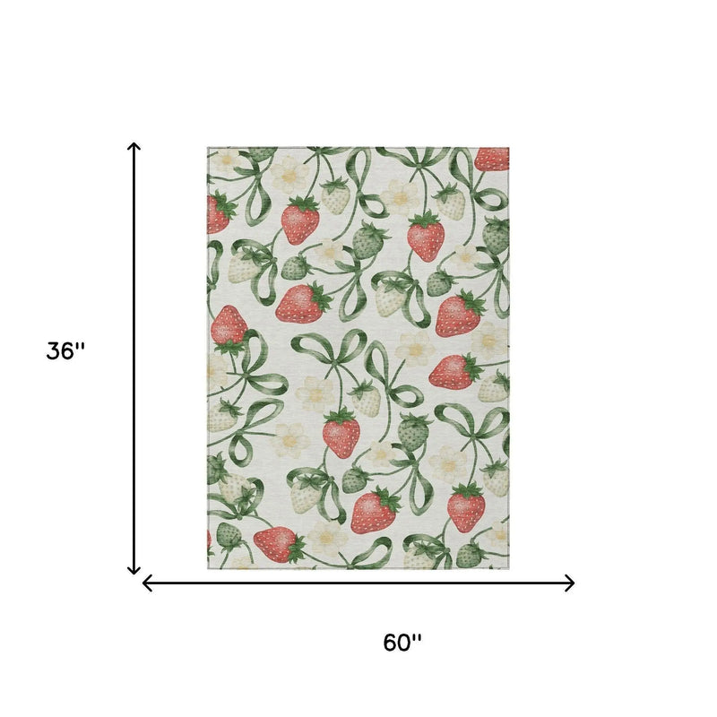 3' X 5' Ivory And Linen Floral Washable Indoor Outdoor Area Rug Homeroots Outdoor