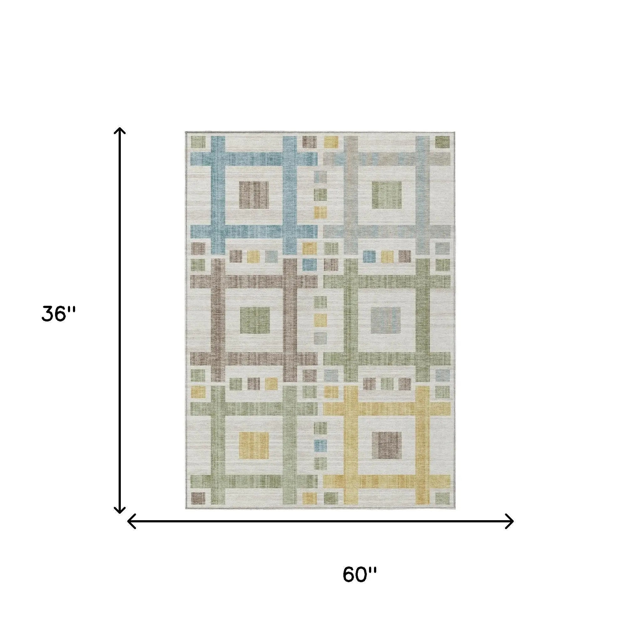 3' X 5' Ivory And Linen Geometric Washable Indoor Outdoor Area Rug Homeroots Outdoor