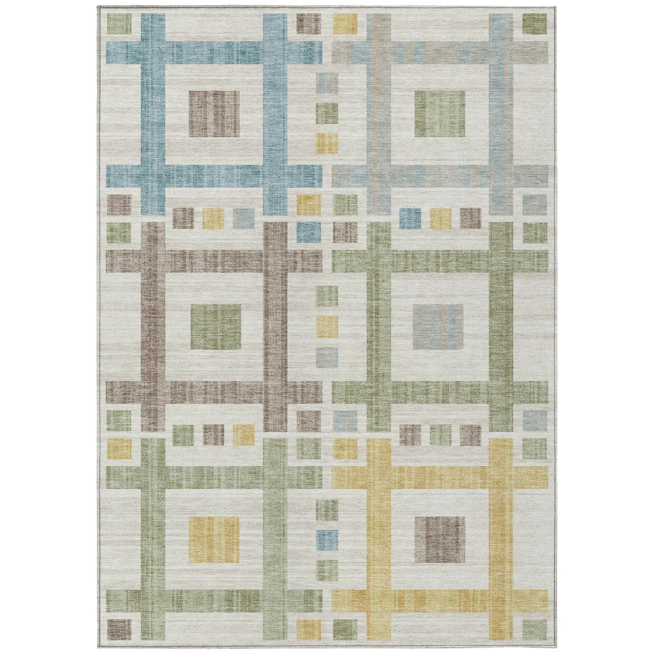 3' X 5' Ivory And Linen Geometric Washable Indoor Outdoor Area Rug Homeroots Outdoor