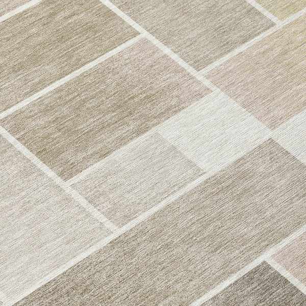 3' X 5' Ivory And Linen Geometric Washable Indoor Outdoor Area Rug Homeroots Outdoor