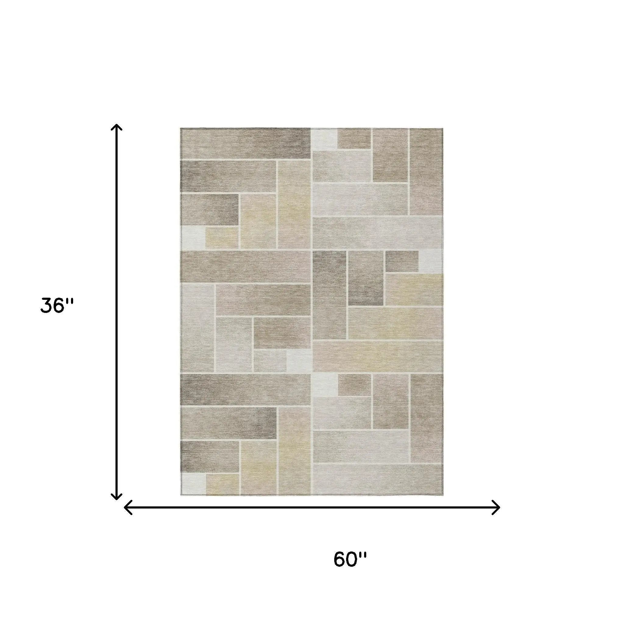 3' X 5' Ivory And Linen Geometric Washable Indoor Outdoor Area Rug Homeroots Outdoor