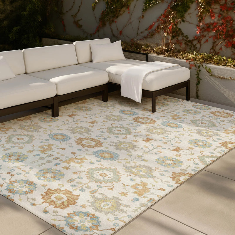 3' X 5' Ivory And Linen Geometric Washable Indoor Outdoor Area Rug Homeroots Outdoor