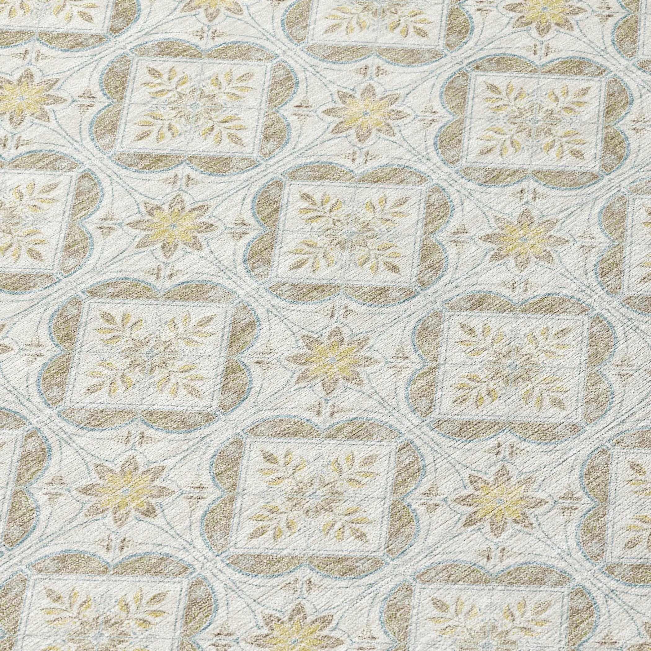 3' X 5' Ivory And Linen Geometric Washable Indoor Outdoor Area Rug Homeroots Outdoor