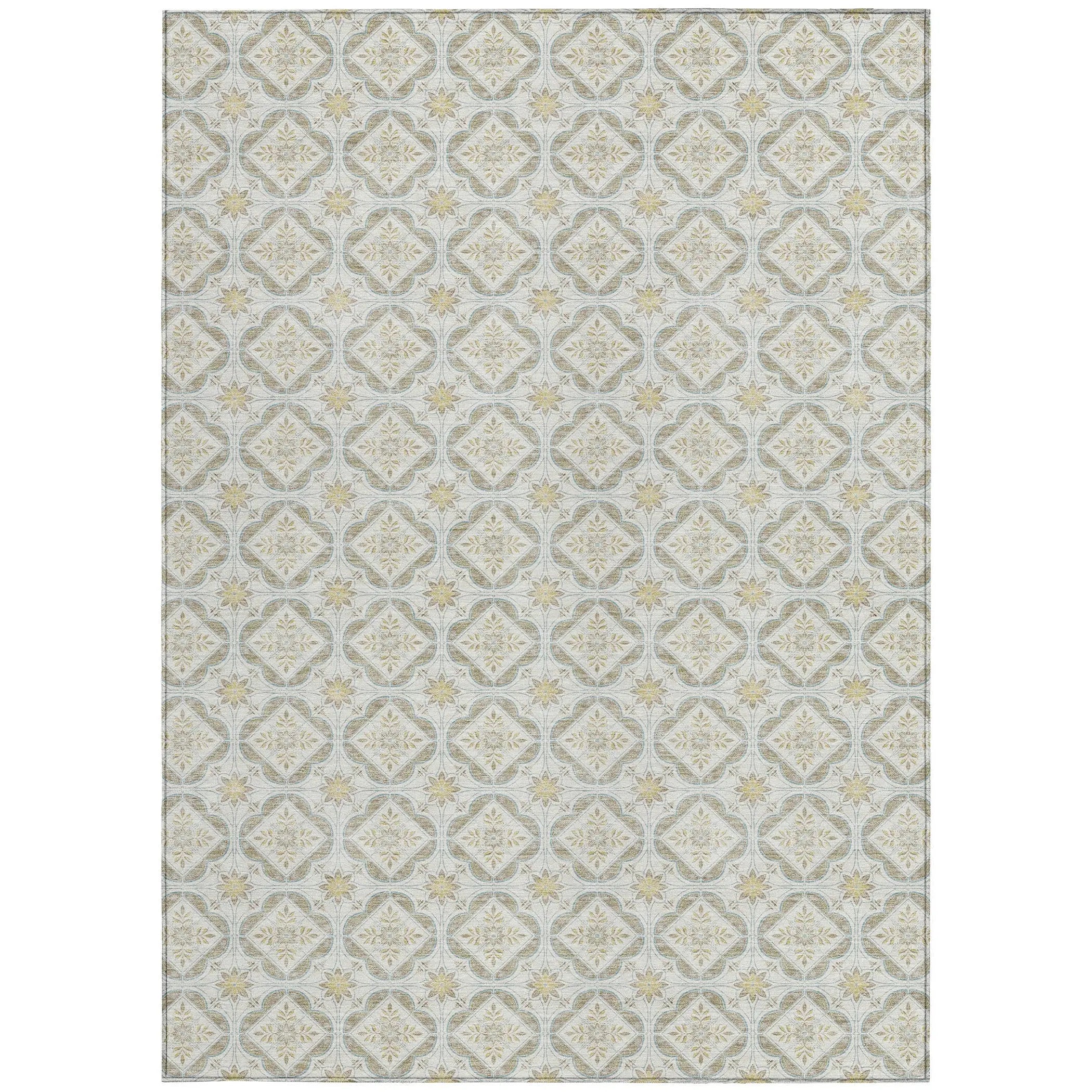3' X 5' Ivory And Linen Geometric Washable Indoor Outdoor Area Rug Homeroots Outdoor