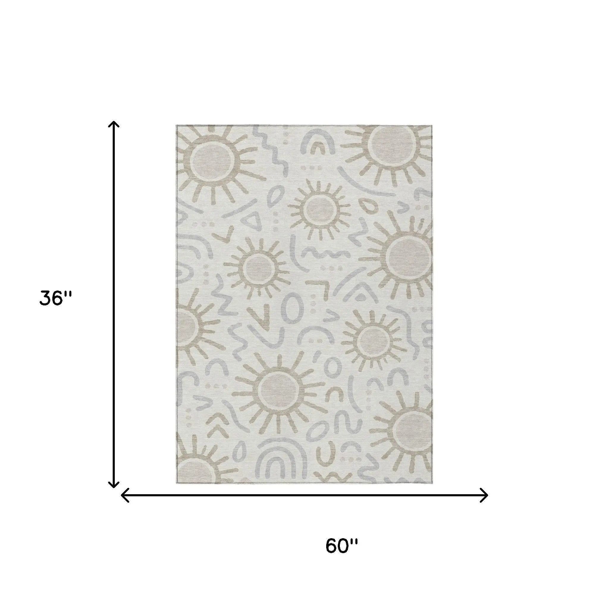 3' X 5' Ivory And Linen Geometric Washable Indoor Outdoor Area Rug Homeroots Outdoor