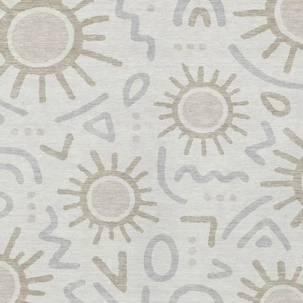 3' X 5' Ivory And Linen Geometric Washable Indoor Outdoor Area Rug Homeroots Outdoor